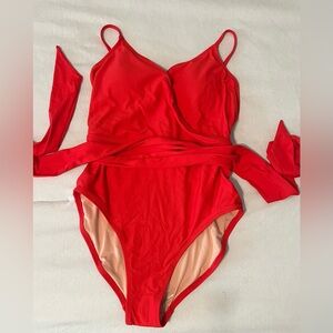 J Crew red Swim Size 0 NWT
